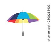 umbrella clipart. rainbow-themed umbrella clipart or illustration isolated on a white background.	