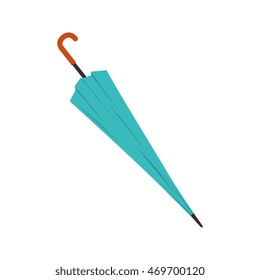 umbrella close parasol handle rain object accessory weather  blue vector  illustration isolated