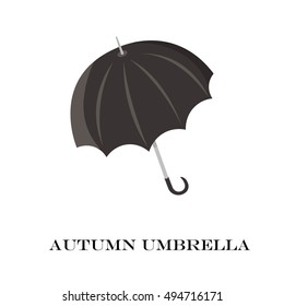 Umbrella closeup. Black umbrella icon. Black umbrella isolated on background. Umbrella in cartoon and flat style