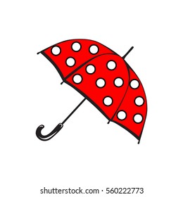 Umbrella closeup. Red umbrella icon. Red umbrella icon isolated on background
