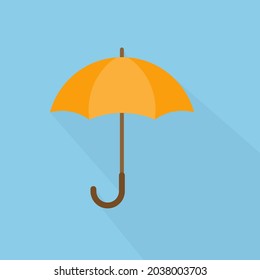 Umbrella closeup. Yellow umbrella icon. Yellow umbrella icon isolated on background