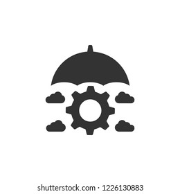 Umbrella, cloud and gear icon. Element of internet security icon for mobile concept and web apps. Detailed Umbrella, cloud and gear icon can be used for web and mobile