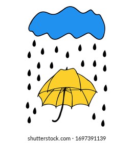 Umbrella with cloud and rain vector illustration. Umbrella for decoration design. umbrella for concept design. Creative vector concept.