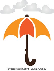 Umbrella with cloud, Umbrella vector flat icons isolated on white background, Rain, weather, meteorology sign.