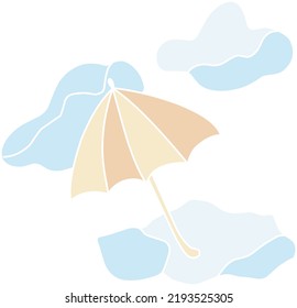 Umbrella with clouds illustration, Hand-drawn illustration