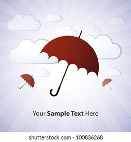  Umbrella with clouds vector illustration