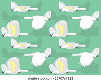 Umbrella Cockatoo Cute Cartoon Character Seamless Wallpaper Background