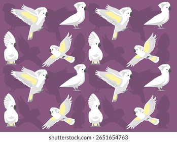 Umbrella Cockatoo Branco Cartoon Personagem Papel de Parede Sem Costura Fundo