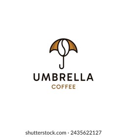 Umbrella with coffee bean shape logo icon vector illustration