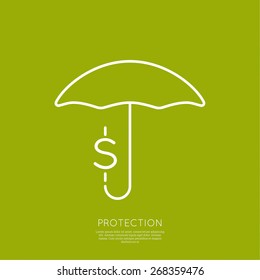 Umbrella and coin. 