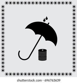 Umbrella and coin vector icon