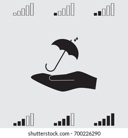Umbrella and coin vector icon