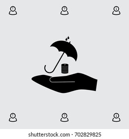 Umbrella and coin vector icon
