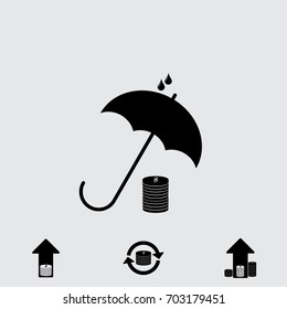 Umbrella and coin vector icon