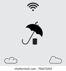 Umbrella and coin vector icon