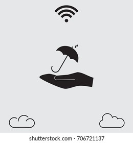 Umbrella and coin vector icon