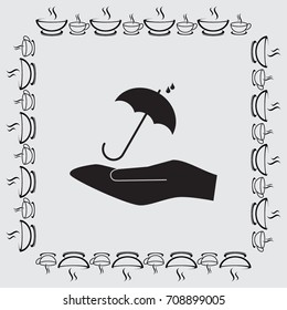 Umbrella and coin vector icon