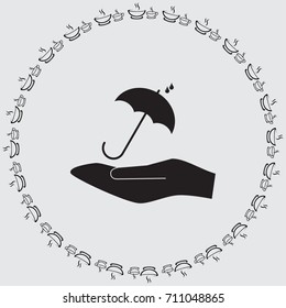 Umbrella and coin vector icon