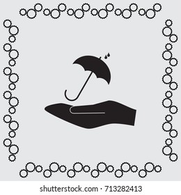Umbrella and coin vector icon