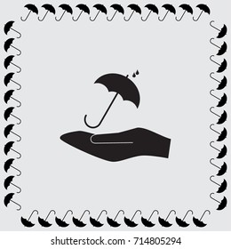Umbrella and coin vector icon