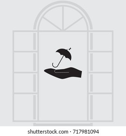 Umbrella and coin vector icon