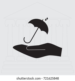 Umbrella and coin vector icon