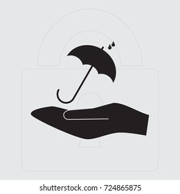Umbrella and coin vector icon