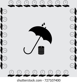 Umbrella and coin vector icon
