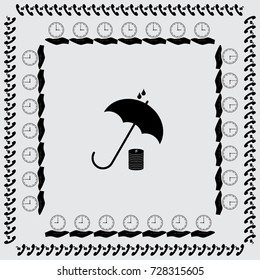 Umbrella and coin vector icon