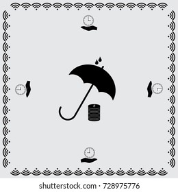 Umbrella and coin vector icon