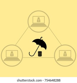 Umbrella and coin vector icon