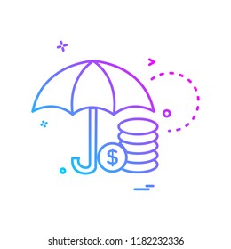 umbrella coins dollar icon vector design