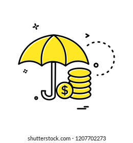 umbrella coins dollar icon vector design