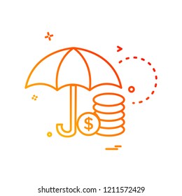 umbrella coins dollar icon vector design