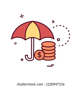 umbrella coins dollar icon vector design