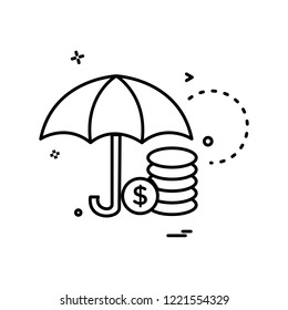 umbrella coins dollar icon vector design