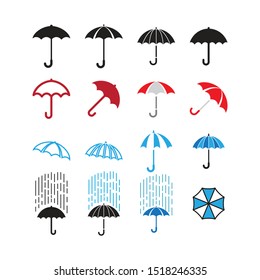Umbrella collection set graphic design template vector