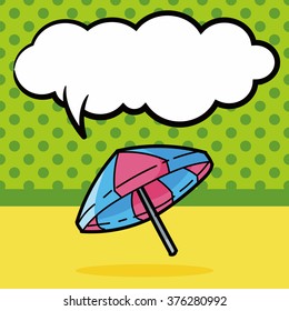 umbrella color doodle, speech bubble