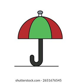 umbrella color line icon with white background vector stock illustration