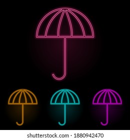 umbrella color neon set. Simple thin line, outline vector of web icons for ui and ux, website or mobile application