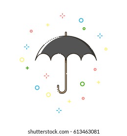 Umbrella color thin line icon on white background. Linear symbols.