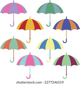 Umbrella color variation two color illustration set