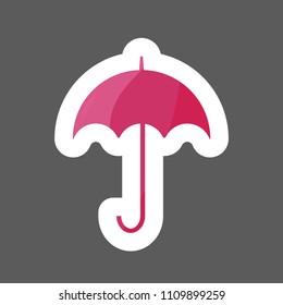 Umbrella colored sticker vector flat design.  Vector icon umbrella. Layers grouped for easy editing illustration.  For your design. 