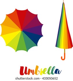 Umbrella, colorful open and closed umbrella
