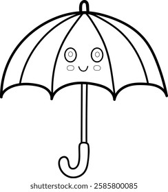 Umbrella Coloring , outline, simple drawing vector illustration design