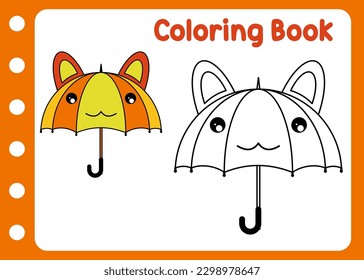 umbrella coloring worksheet. coloring book for kid