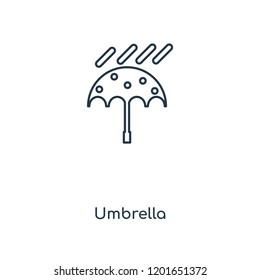 Umbrella concept line icon. Linear Umbrella concept outline symbol design. This simple element illustration can be used for web and mobile UI/UX.