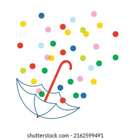 Umbrella and confetti vector illustration on white background