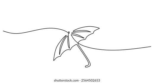 Umbrella in continuous line drawing. A symbol of shelter, protection, and navigating through life challenges. Vector illustration one line art minimalist.