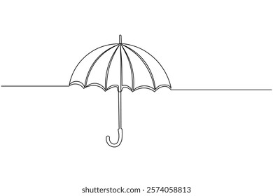 Umbrella continuous one line drawing and minimalist style isolate outline vector icon